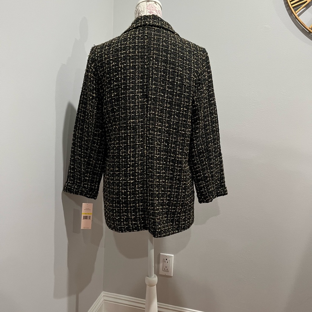 NWT Black and Gold Metallic Tweed Blazer - Picture 2 of 5